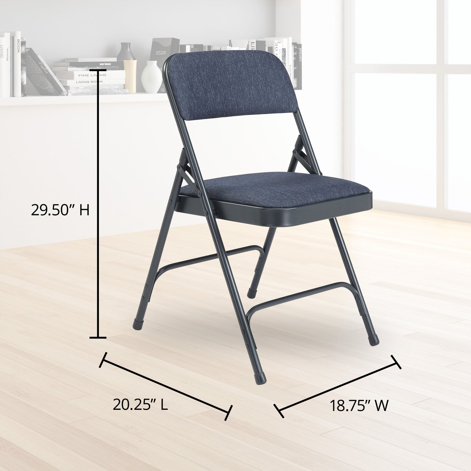 NPS 2200 Series 2" Cushion Fabric Upholstered Folding Chair, Blue, 4 Pack - VMInnovations