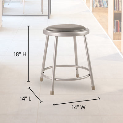 National Public Seating 18" Steel Stool Supports 300Lbs, Grey (Open Box)