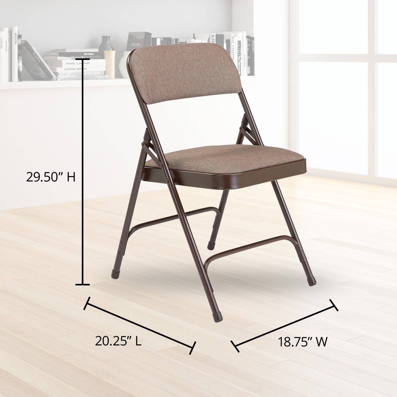 NPS 2200 Series 2" Cushion Fabric Upholstered Folding Chair, Walnut, 4 Pack - VMInnovations