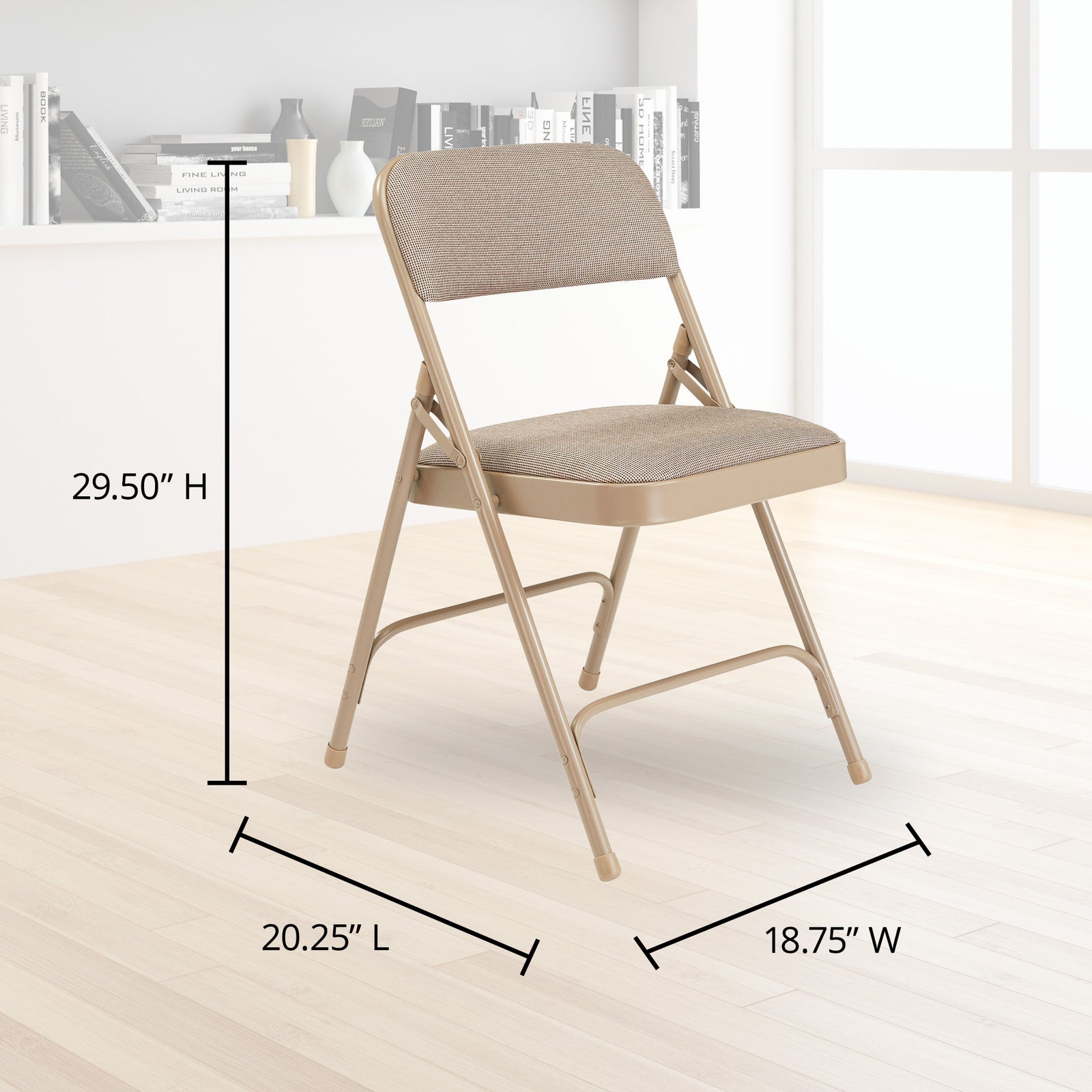 NPS 2" Cushion Upholstered Folding Chair, Café Beige, 4 Pack (Open Box) - VMInnovations