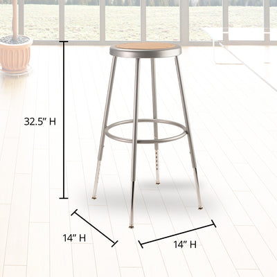National Public Seating 6200 Series Height Adjustable Steel Frame Stool, Gray