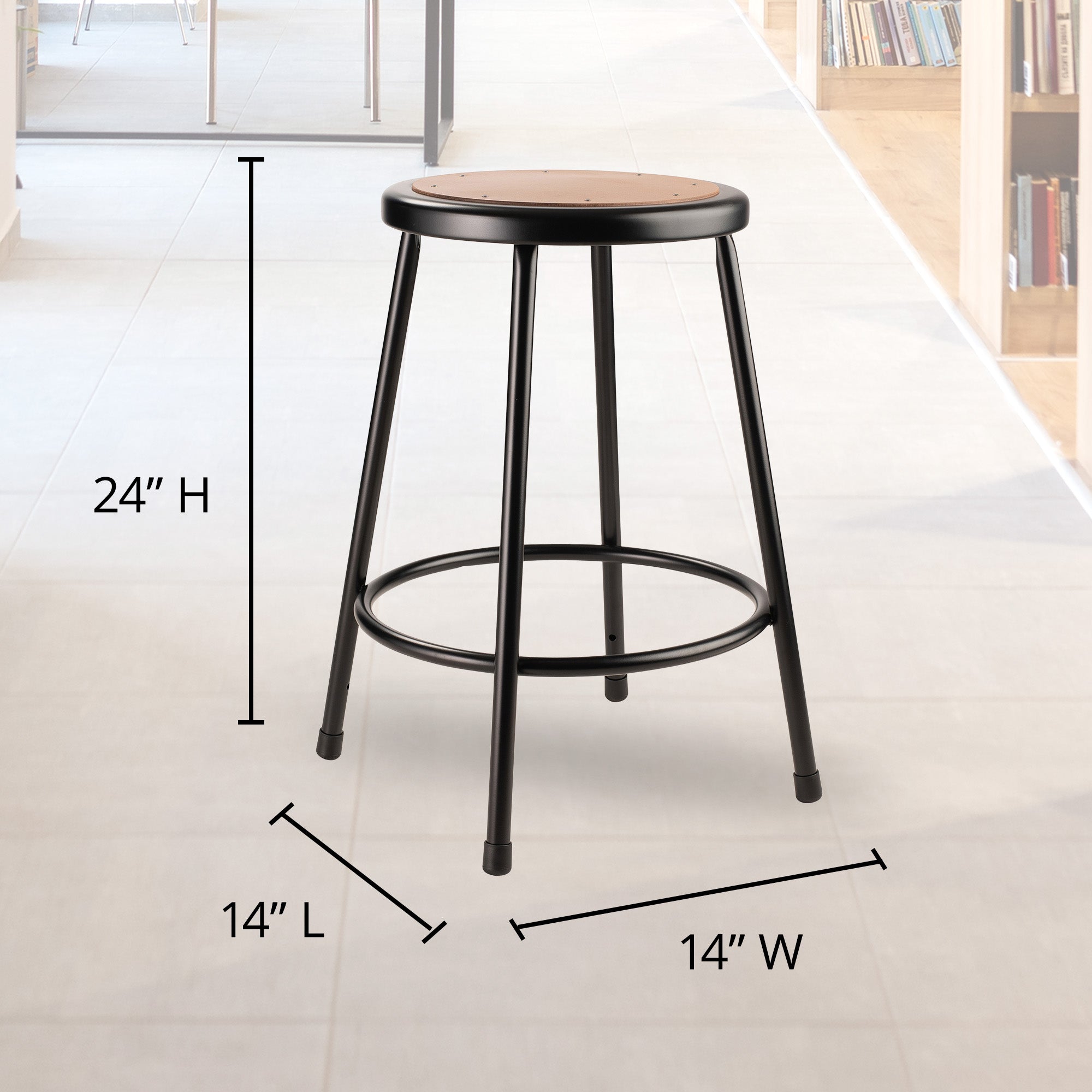 National Public Seating 24.5" Steel Stool Supports 500 Pounds, Black (Used) - VMInnovations