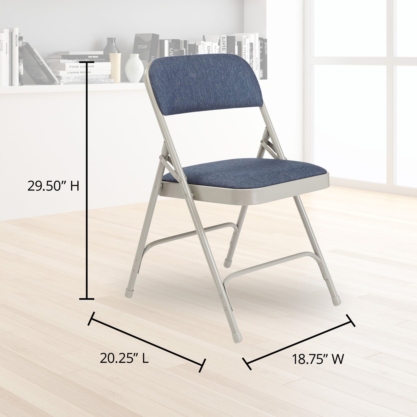 NPS 2200 Series 2" Cushion Fabric Folding Chair, Blue/Grey, 4Pk(Open Box) - VMInnovations