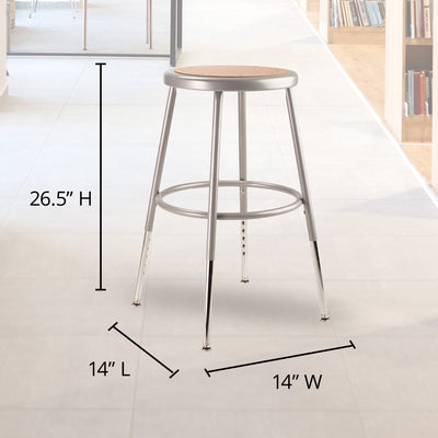 National Public Seating 6200 Series 18 Inch Adjustable Height Steel Stool, Grey