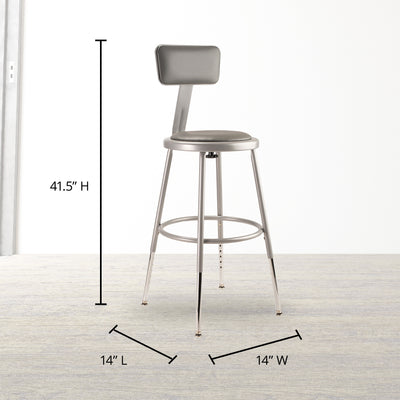 National Public Seating 18 Inch Adjustable Stool with Backrest, Grey (Used) - VMInnovations