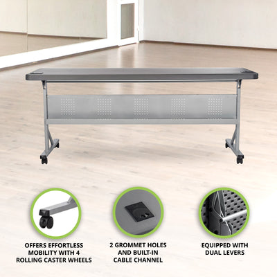 National Public Seating 24'x72' Flip N Store Training Table,Charcoal Slate(Used)