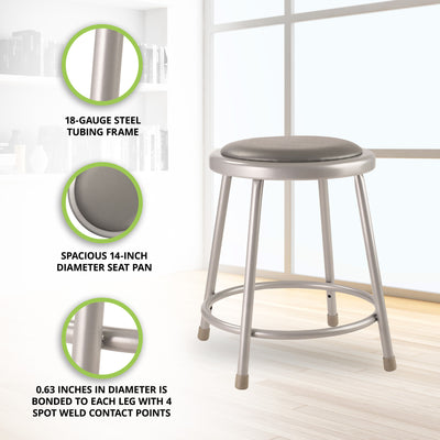 National Public Seating 6400 Series 18" Steel Stool Supports 300lb, Grey (Used) - VMInnovations