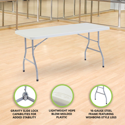 National Public Seating BT3000 30"x60" Folding Table, Speckled Grey (Open Box) - VMInnovations