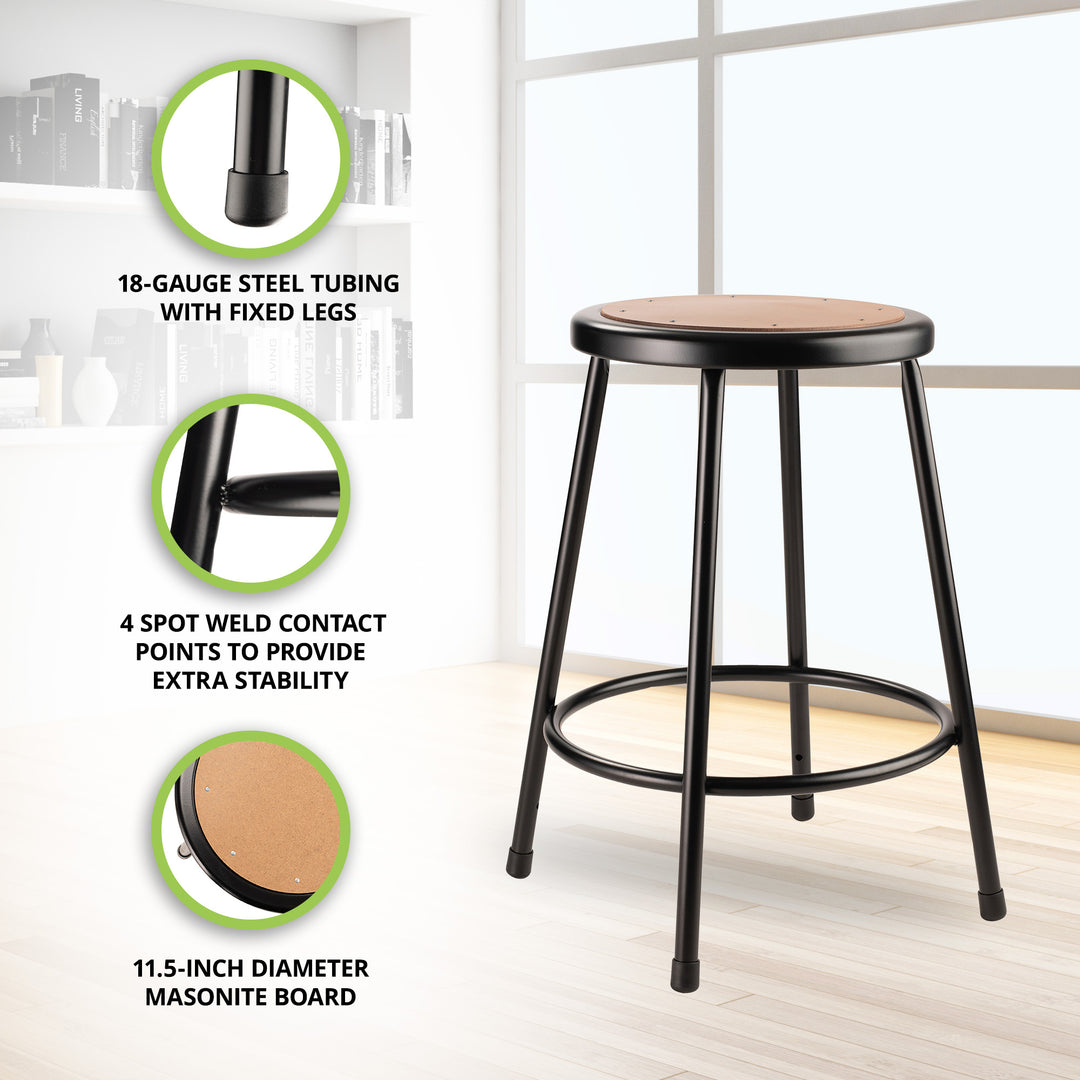 National Public Seating 24.5" Steel Stool Supports 500 Pounds, Black (Used) - VMInnovations