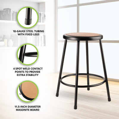 National Public Seating 24.5" Steel Stool Supports 500 Pounds, Black (Used) - VMInnovations