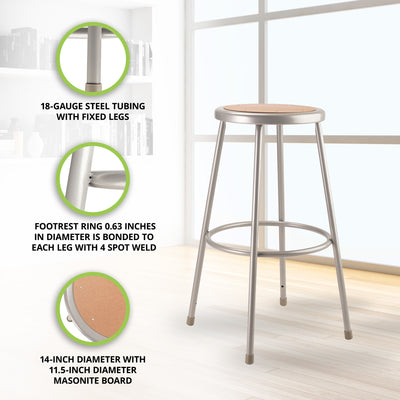 National Public Seating 30" Steel Stool Supports 500 Pounds, Grey (Used) - VMInnovations