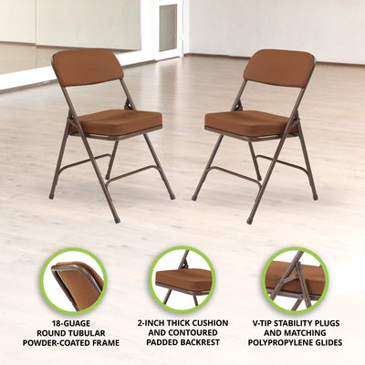 NPS 3200 Series 2" Vinyl Upholstered Office Folding Chair, Brown, 2pk(Open Box) - VMInnovations