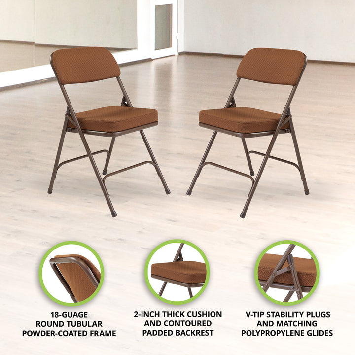 NPS 3200 Series 2" Vinyl Upholstered Office Folding Chair, Brown, 2pk(Open Box)