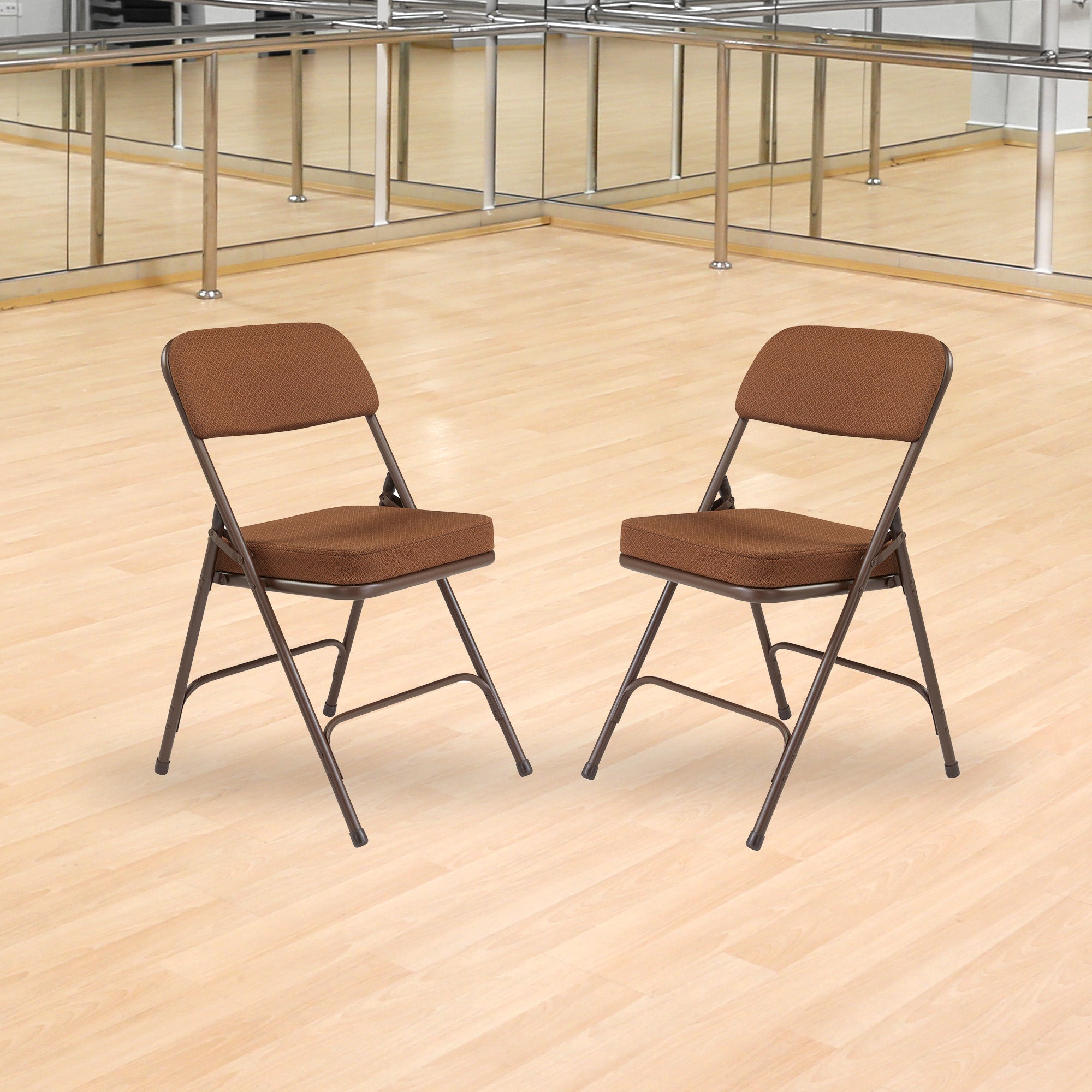 NPS 3200 Series 2" Vinyl Upholstered Office Folding Chair, Brown, 2pk(Open Box) - VMInnovations