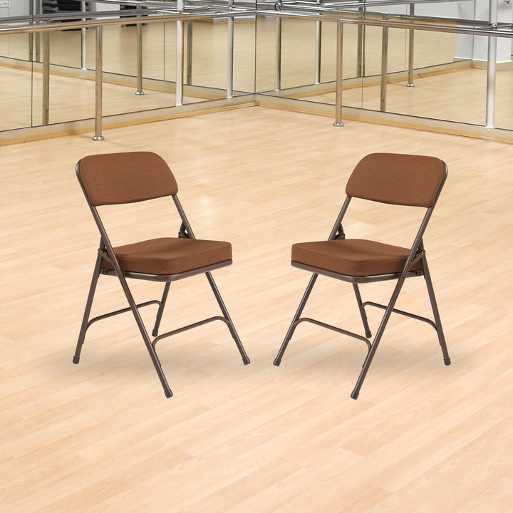 NPS 3200 Series 2" Vinyl Upholstered Office Folding Chair, Brown, 2pk(Open Box)