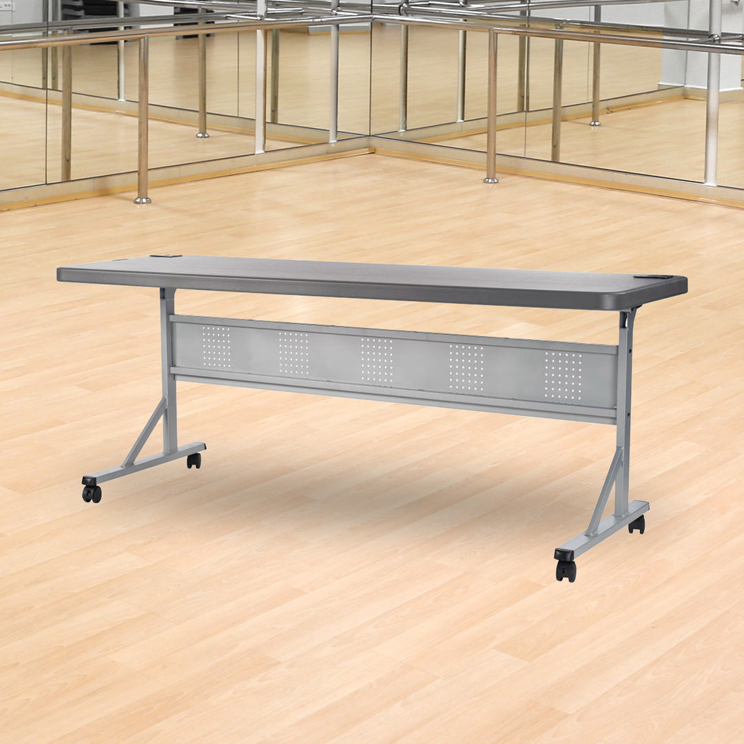 National Public Seating 24'x72' Flip N Store Training Table,Charcoal Slate(Used)