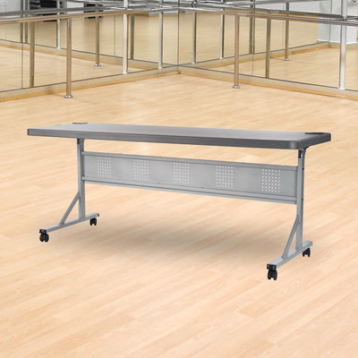 National Public Seating 24'x72' Flip N Store Training Table,Charcoal Slate(Used)