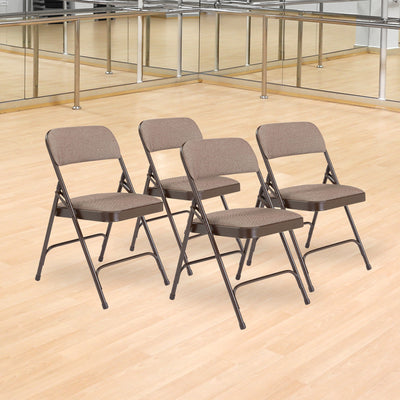 NPS 2200 Series 2" Cushion Fabric Upholstered Folding Chair, Walnut, 4 Pack - VMInnovations