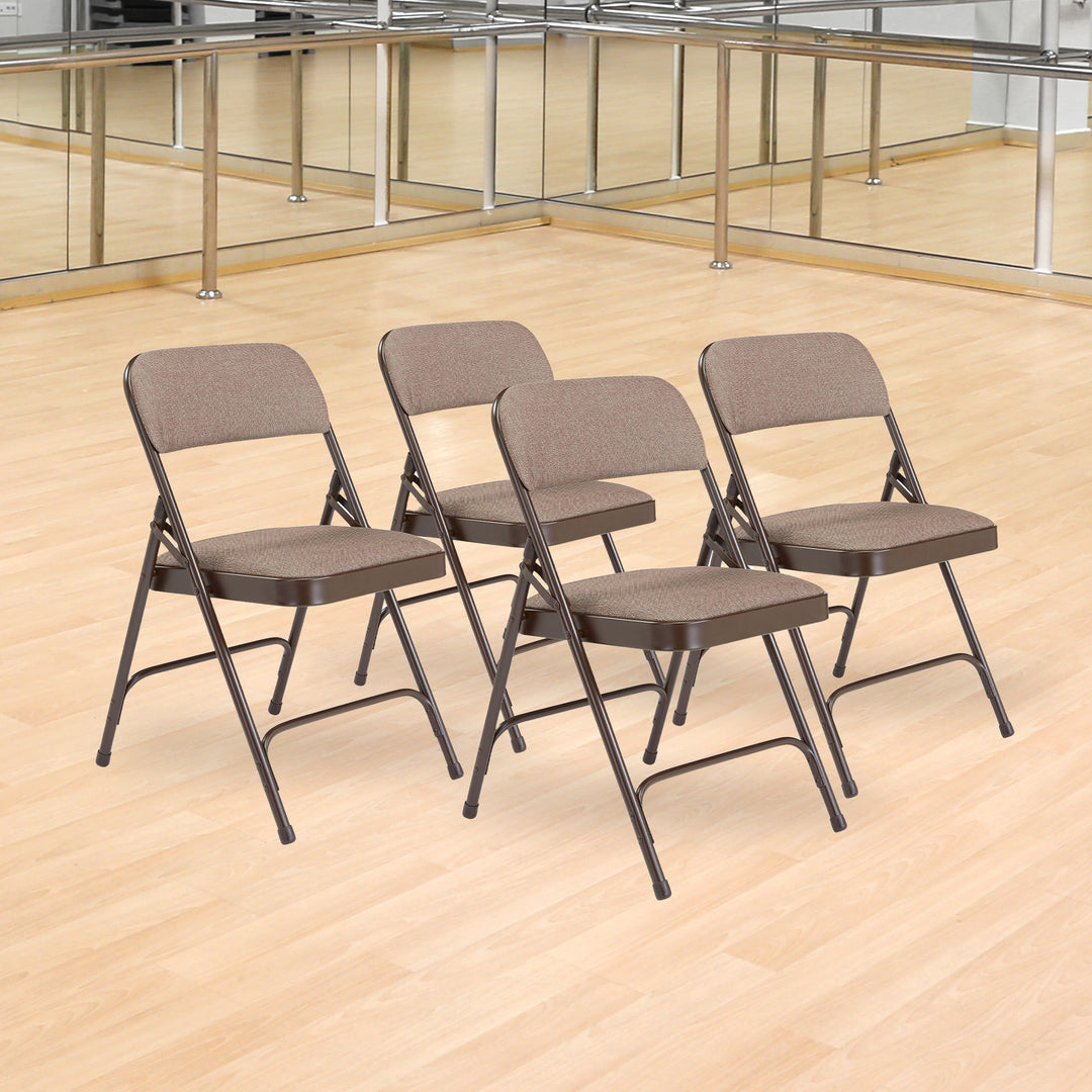 NPS 2200 Series 2" Cushion Fabric Upholstered Folding Chair, Walnut,4 Pack(Used) - VMInnovations