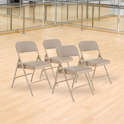 NPS 2200 Series 2" Cushion Fabric Upholstered Folding Chair, Beige, 4pk (Used) - VMInnovations