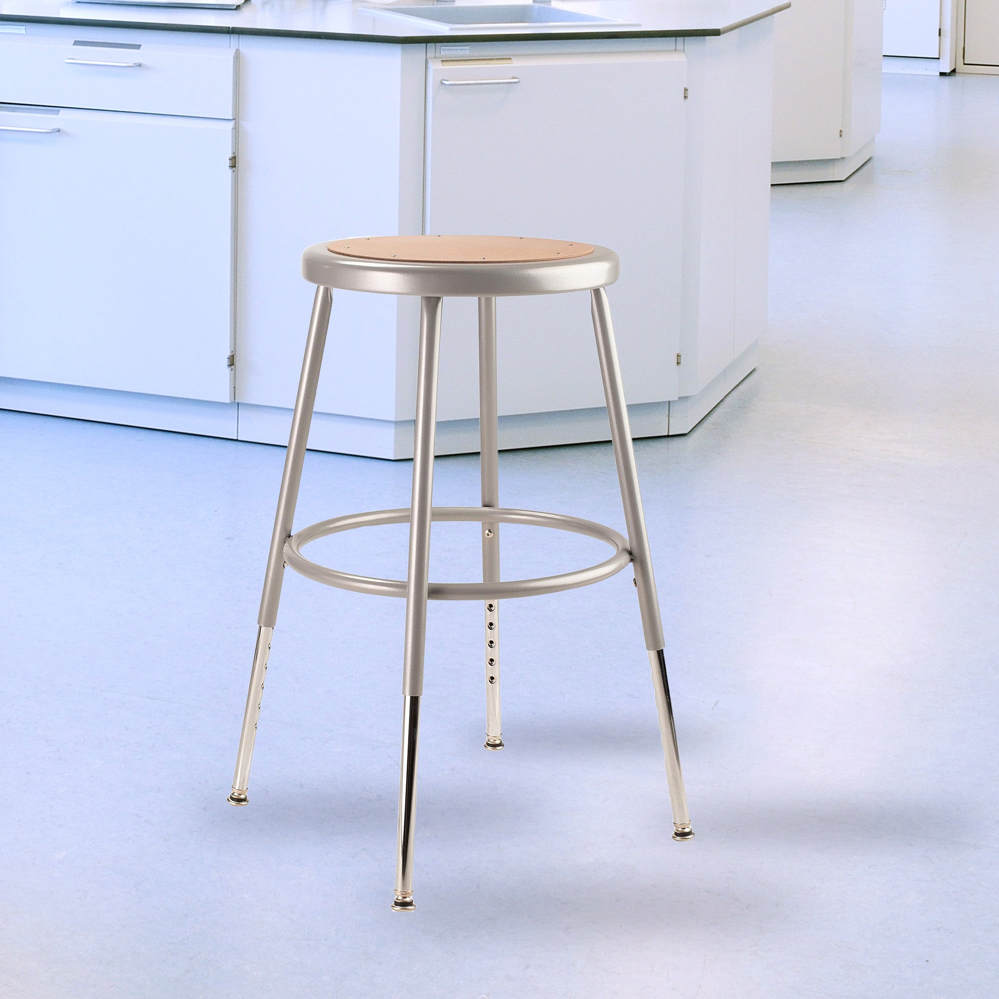 National Public Seating 18" Adjustable Height Steel Stool, Grey (Open Box) - VMInnovations