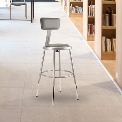 National Public Seating 18 Inch Adjustable Stool with Backrest, Grey (Used) - VMInnovations