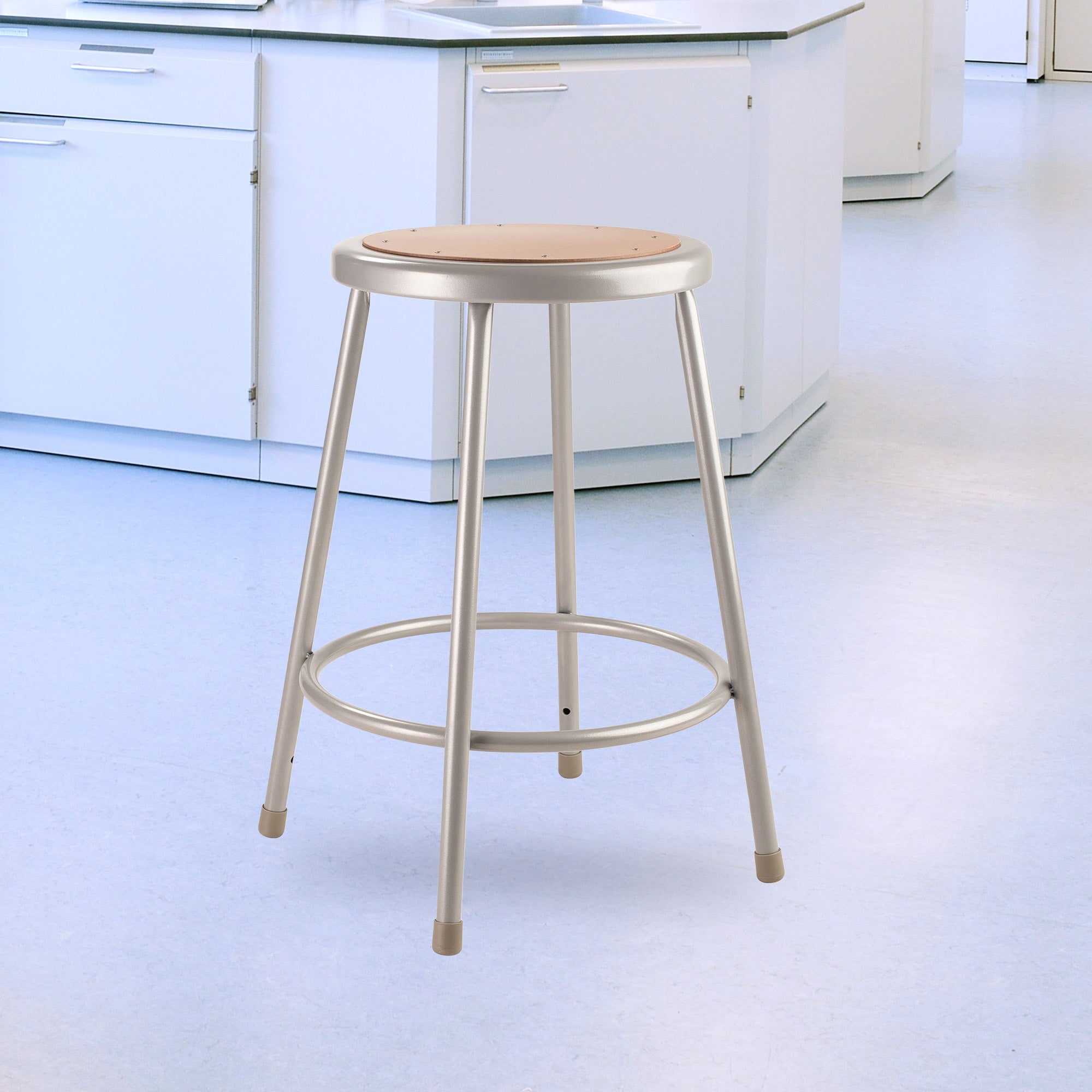National Public Seating 6200 Series 24" Steel Stool Supports 500 Lbs, Gray - VMInnovations
