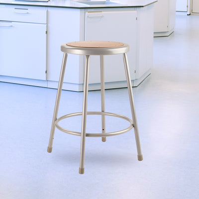 National Public Seating 6200 Series 24" Steel Stool Supports 500 Lbs, Gray - VMInnovations