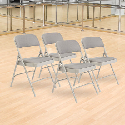 NPS 2200 Series 2" Cushion Fabric Folding Chair, Greystone, 4 Pack (Used)