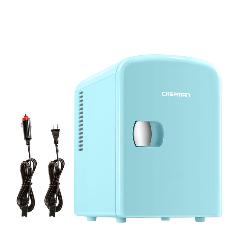 Chefman Plastic 4 Liter Personal Mini Refrigerator and Warmer, Blue (Open Box)