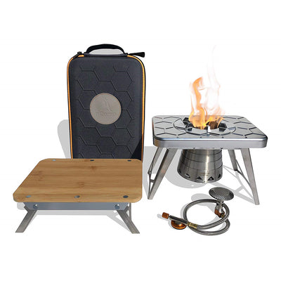 nCamp 4 Piece Outdoor Camping Cooking Stove Prep Surface Set with Carrying Case