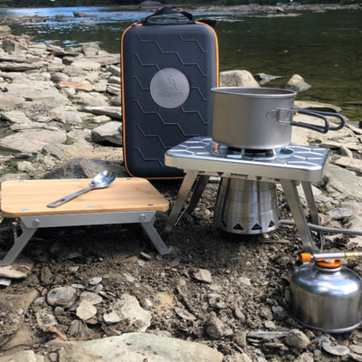 nCamp 4 Piece Outdoor Camping Cooking Stove Prep Surface Set with Carrying Case