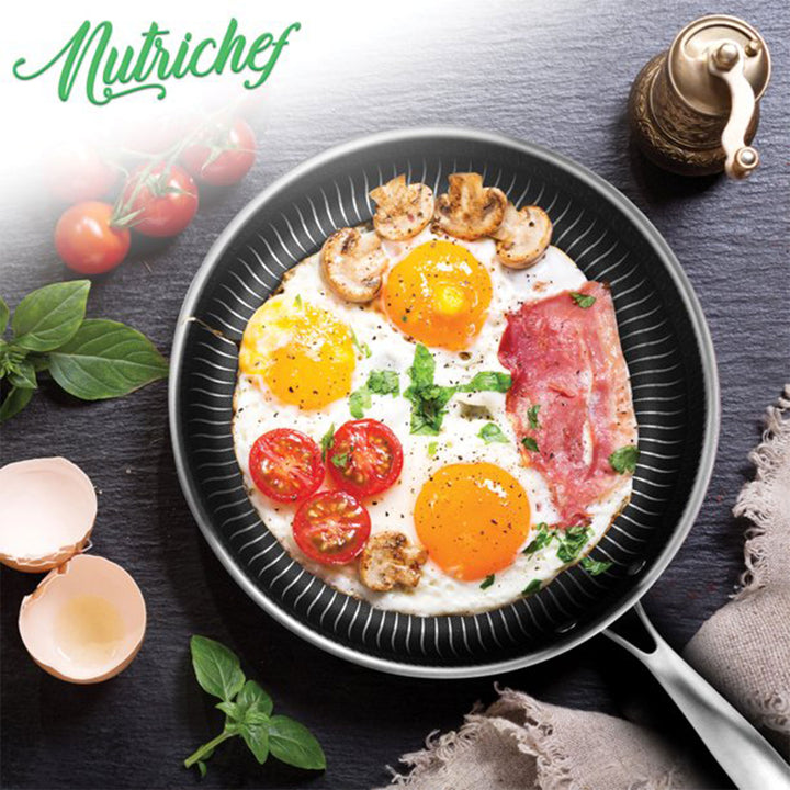 NutriChef 8 Piece Nonstick Stainless Steel Kitchen Cookware Pan Set with Lids - VMInnovations