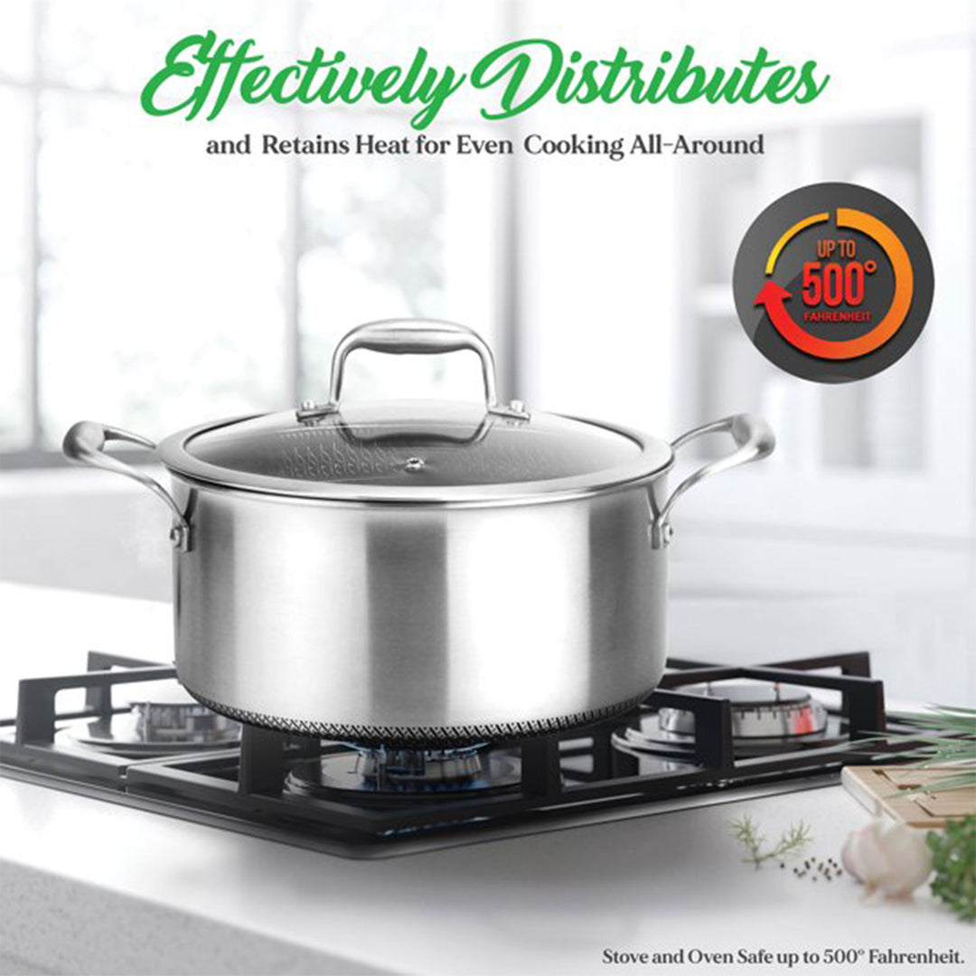 NutriChef 8 Piece Nonstick Stainless Steel Kitchen Cookware Pan Set with Lids - VMInnovations