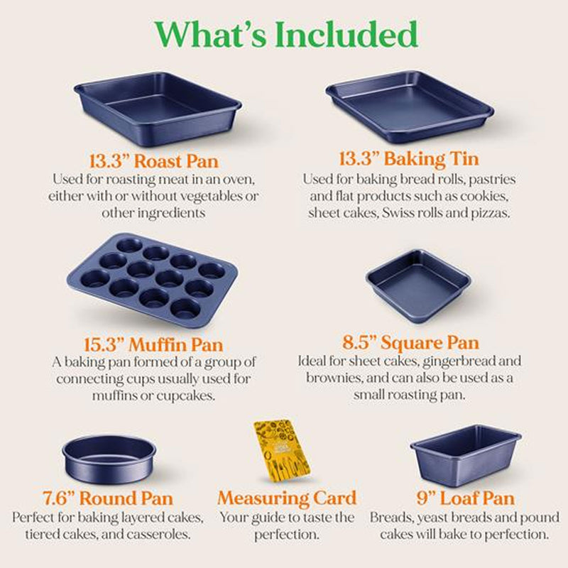 NutriChef 6 Pc Non Stick Oven Carbon Steel Baking Pans, Blue Diamond (Open Box)