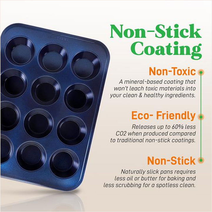 NutriChef 6 Pc Non Stick Oven Carbon Steel Baking Pans, Blue Diamond (Open Box) - VMInnovations