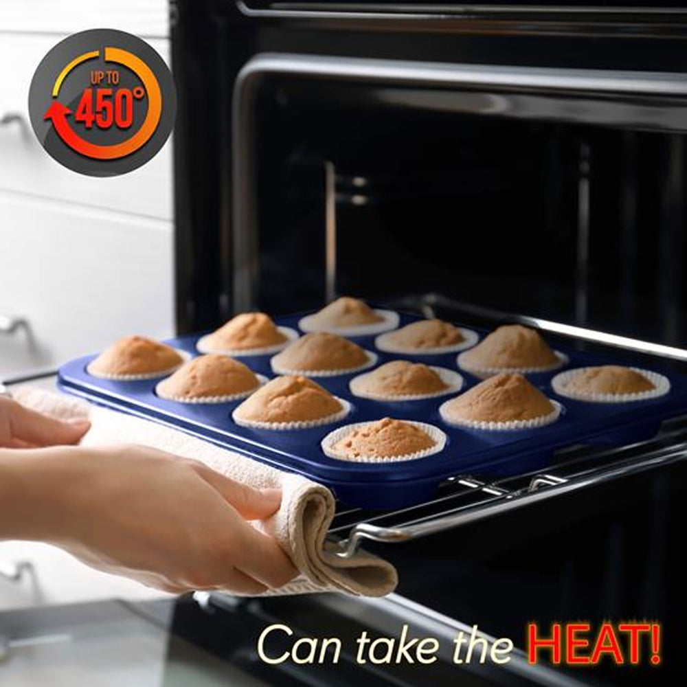 NutriChef 6 Pc Non Stick Oven Carbon Steel Baking Pans, Blue Diamond (Open Box) - VMInnovations