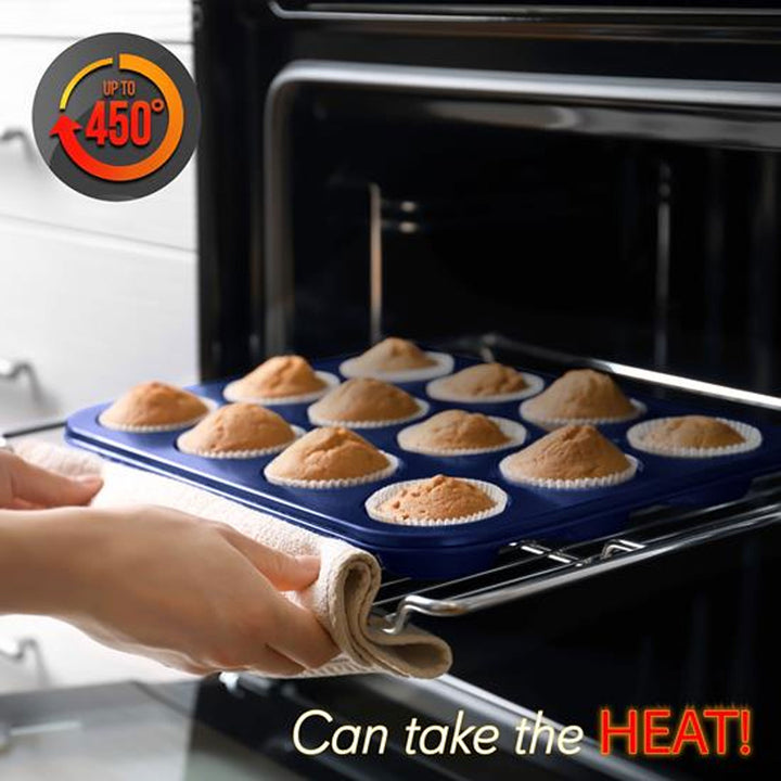 NutriChef 6 Pc Non Stick Oven Carbon Steel Baking Pans, Blue Diamond (Open Box) - VMInnovations