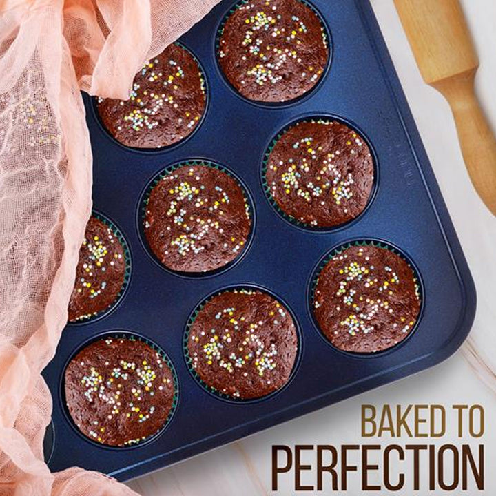 NutriChef 6 Pc Non Stick Oven Carbon Steel Baking Pans, Blue Diamond (Open Box) - VMInnovations