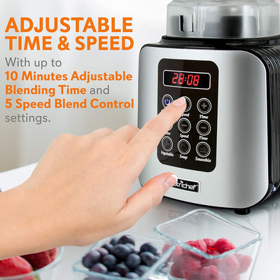 NutriChef Professional Home Kitchen 5 Speed Digital Countertop Blender (2 Pack)