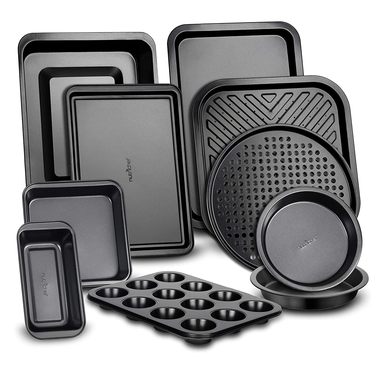 Deluxe Nonstick Carbon Steel Stackable 10 Piece Kitchen Bakeware Set (Used) - VMInnovations