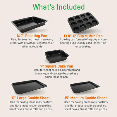 Deluxe Nonstick Carbon Steel Stackable 10 Piece Kitchen Bakeware Set (Used) - VMInnovations