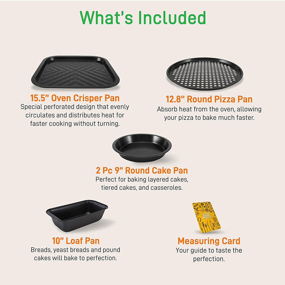 NutriChef Deluxe Nonstick Carbon Steel 10 Piece Kitchen Bakeware Set (Open Box)