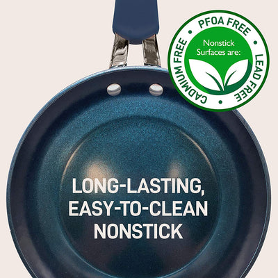 NutriChef 11 Piece Nonstick Diamond Pattern Kitchen Cookware Set, Dark Blue - VMInnovations