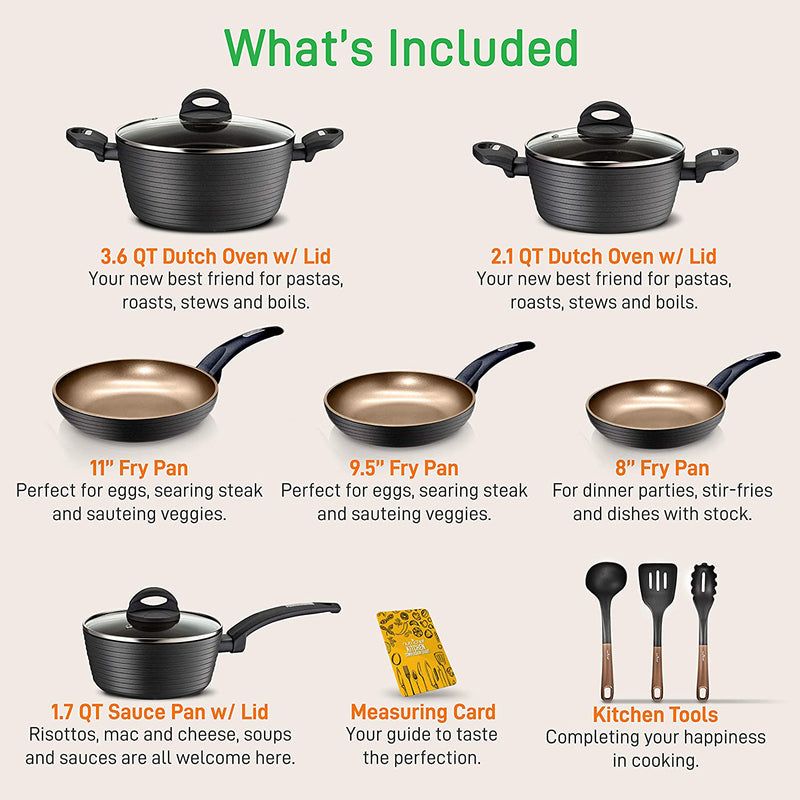 NutriChef Nonstick Kitchen Cookware Pots and Pan, 12 Piece Set, Gray (For Parts)