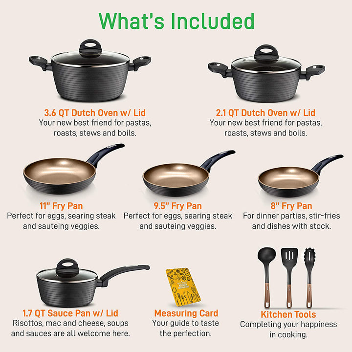 NutriChef Ridge Line Nonstick Cookware Pots and Pan, 12 Piece Set, Gray (Used)