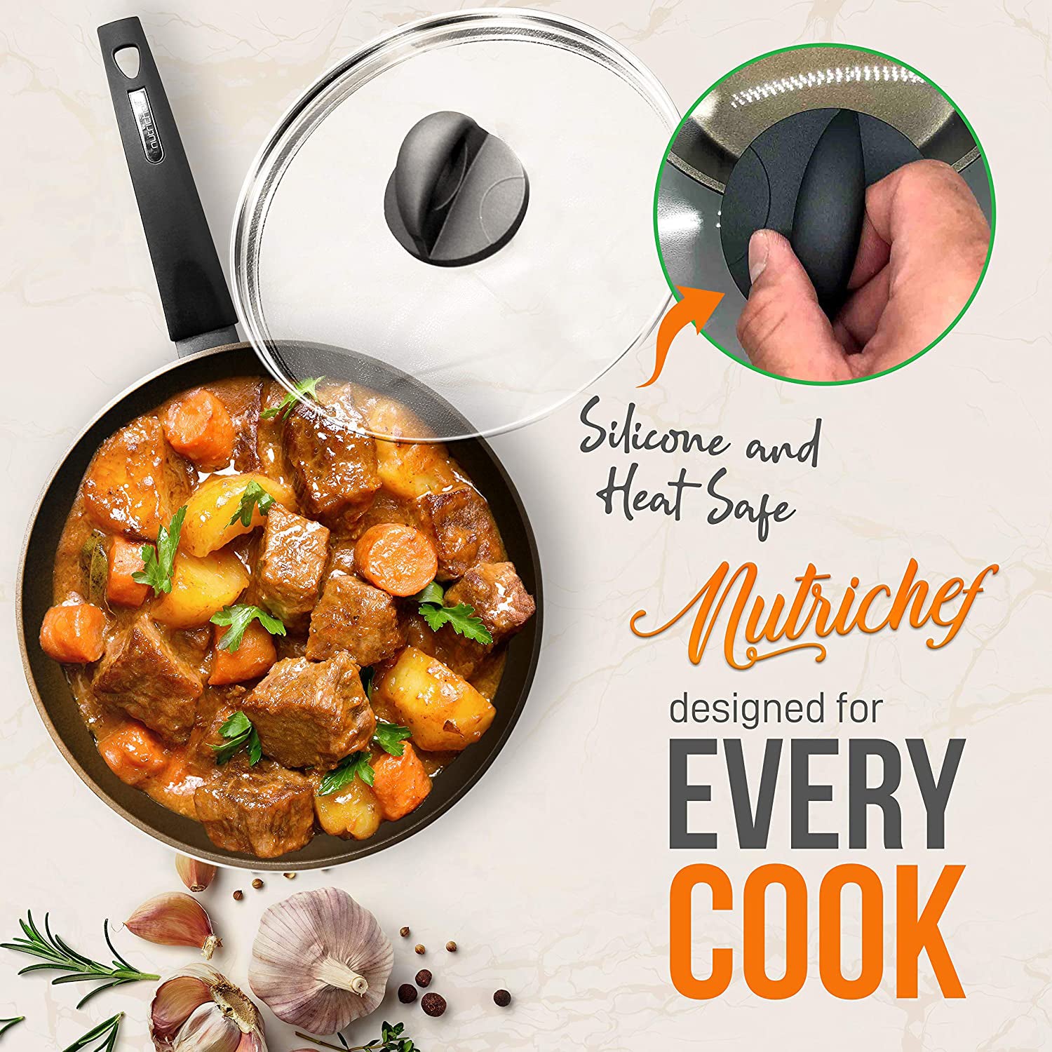 NutriChef Nonstick Kitchen Cookware Pots and Pan, 12 Piece Set, Gray (For Parts) - VMInnovations