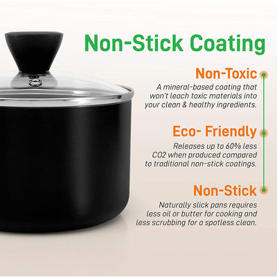 NutriChef Nonstick Cooking Kitchen Cookware Pots and Pan, 52 Piece Set, Black - VMInnovations