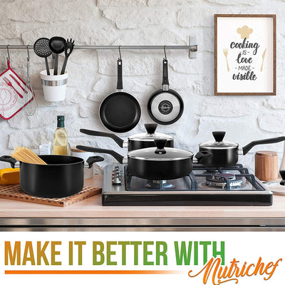 NutriChef Nonstick Cooking Kitchen Pots and Pan, 13 Piece  Set, Black (Open Box) - VMInnovations