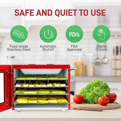 NutriChef 350 Watts Multi Tier Dehydrator Machine with 4 Trays, Red (Open Box)